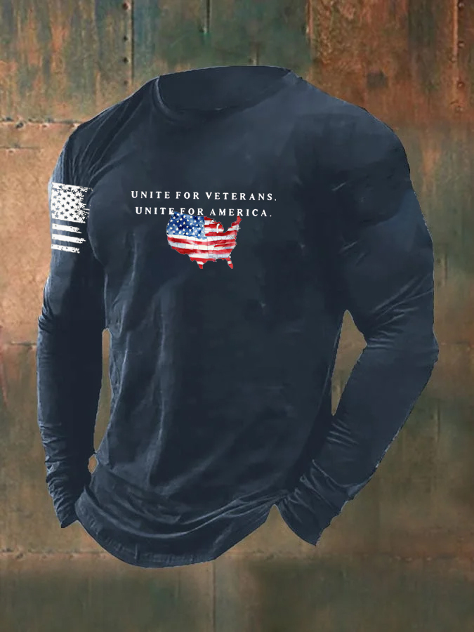 Men's Unite For Veterans Unite For America Pattern Long Sleeve T-Shirt