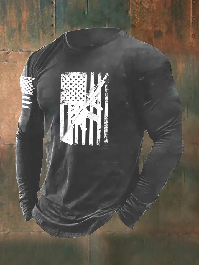 Men's Second Amendment AR-15 Rifle Pattern Long Sleeve T-Shirt
