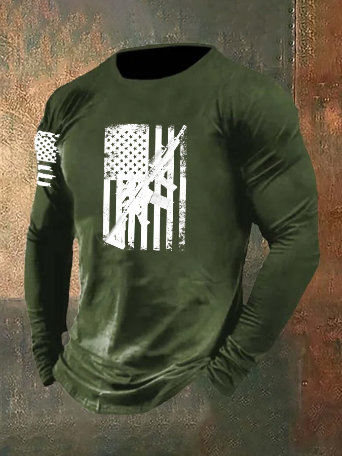 Men's Second Amendment AR-15 Rifle Pattern Long Sleeve T-Shirt