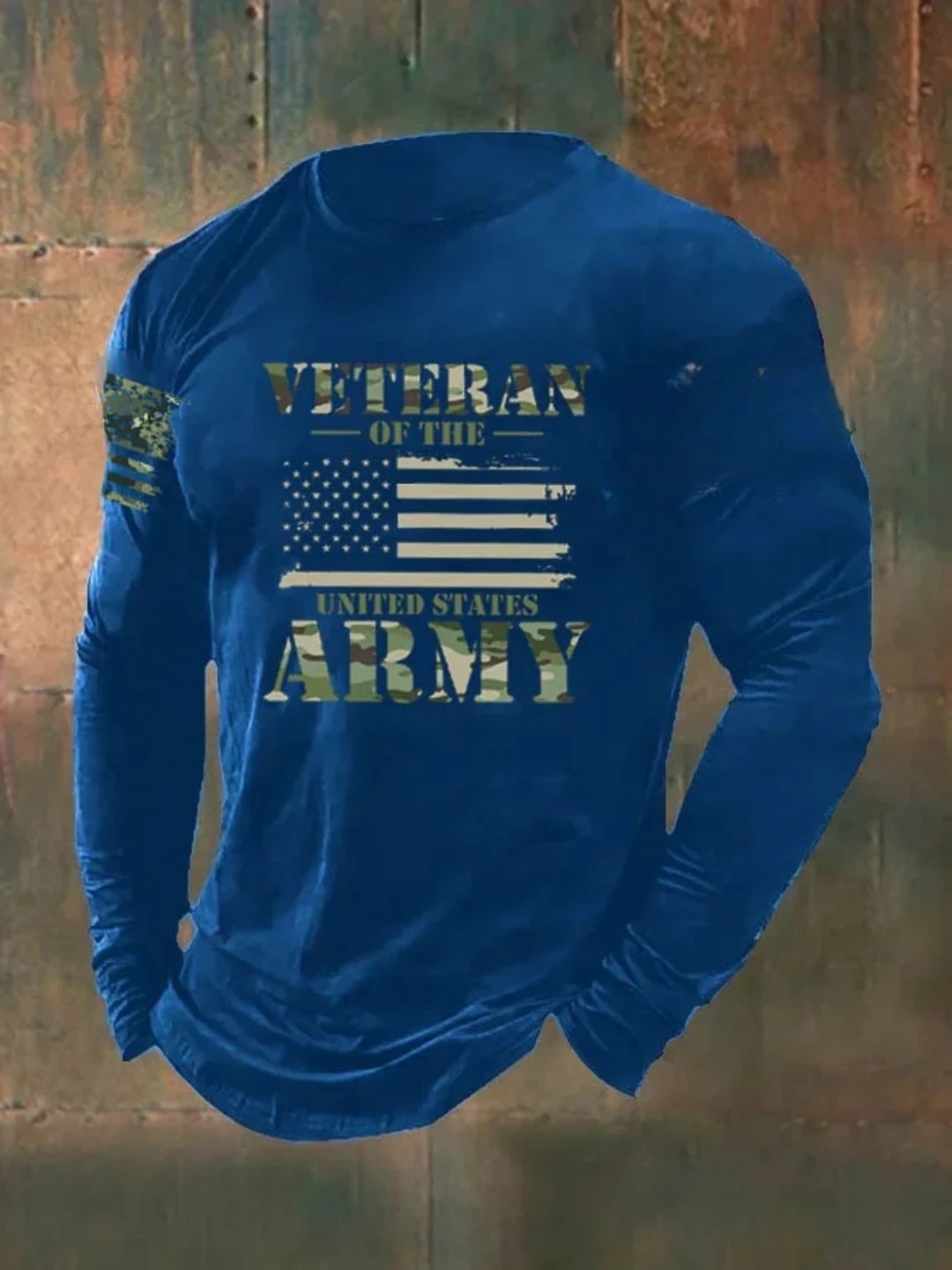 Men's Veterans ARMY Camouflage Pattern Long Sleeve T-Shirt