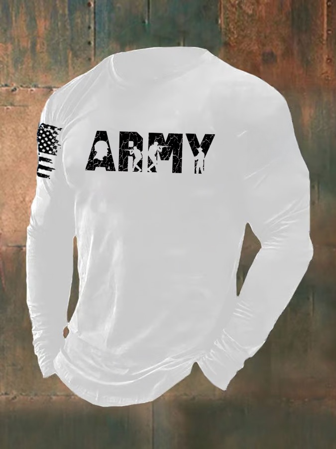 Men's Veterans Day ARMY Pattern Long Sleeve T-Shirt