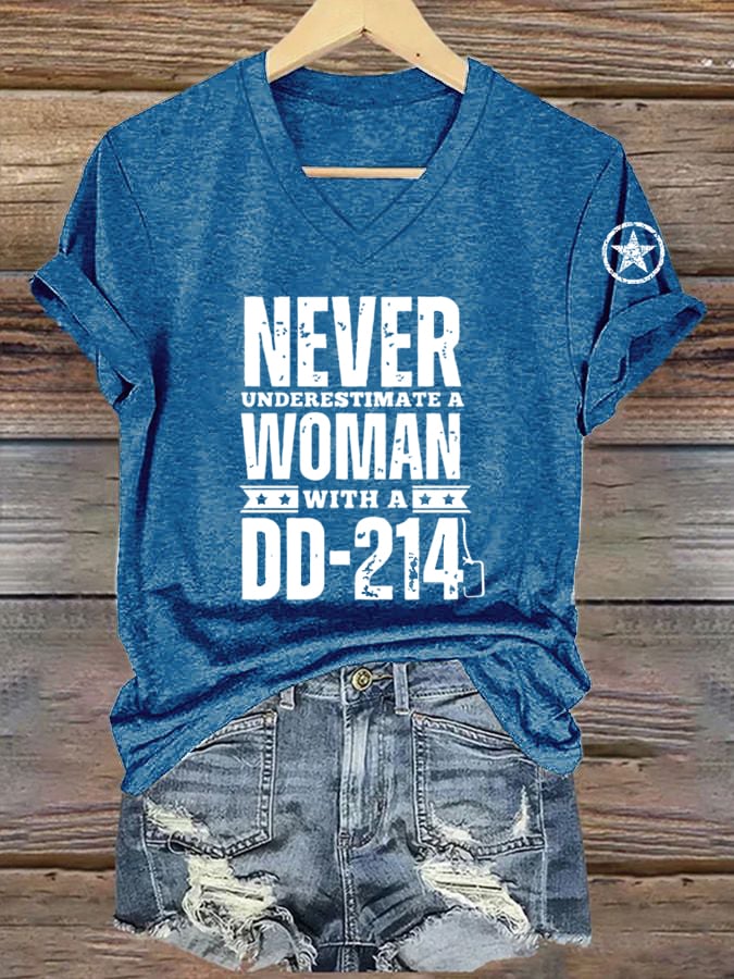 Women's Veterans Day DD-214 Printed Casual T-Shirt