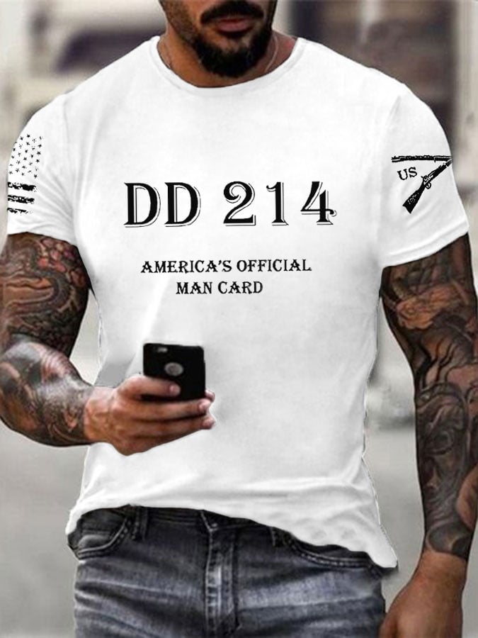 Men's DD214 America's Official Man Card Printed Casual T-Shirt