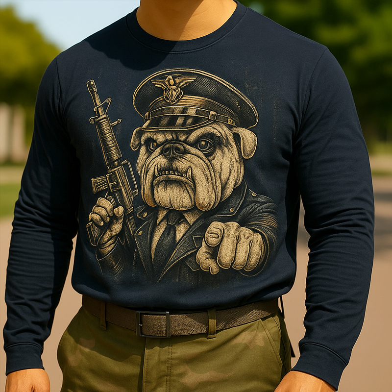 USMC Dog Veteran Print Long Sleeve T-shirt