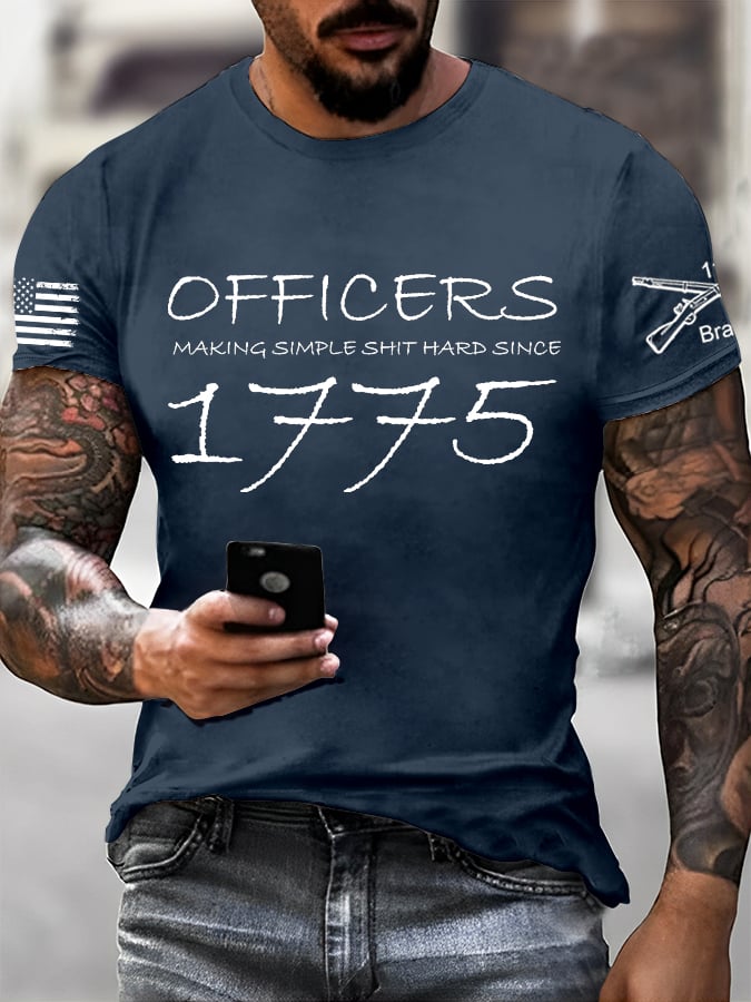 Men's Veteran Retro Print Casual T-Shirt