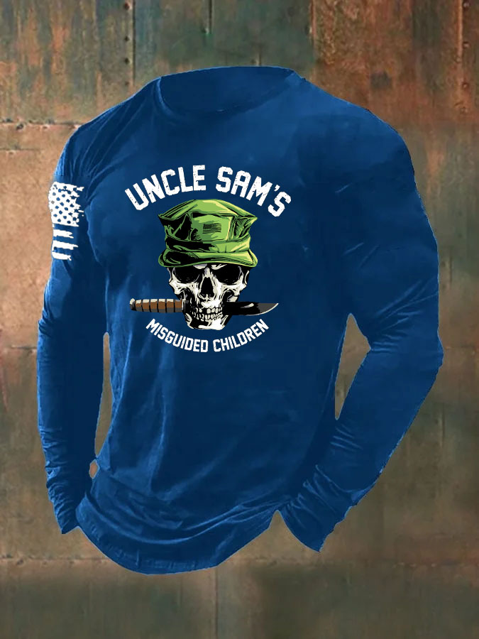 Men's Funny Skull Pattern Long Sleeve T-Shirt