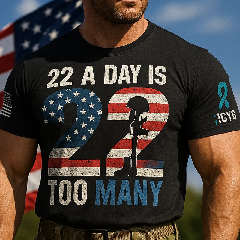 22 A Day Veteran Lives Matter Print T-Shirt