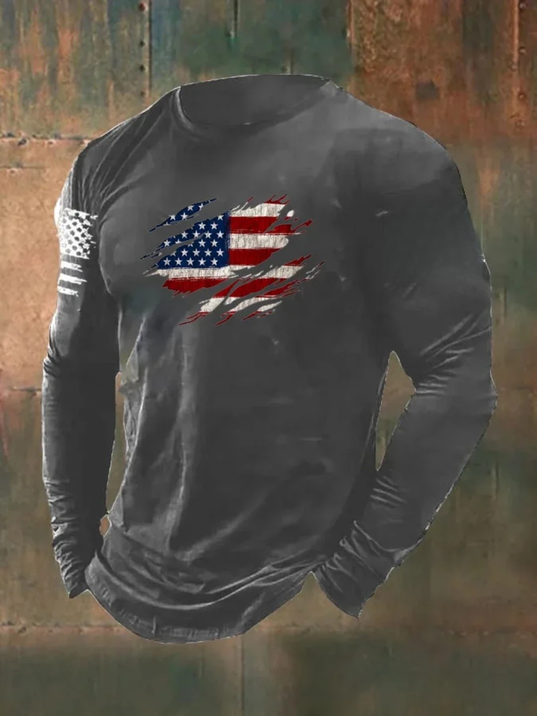 Men's  American Flag Long Sleeve T-Shirt