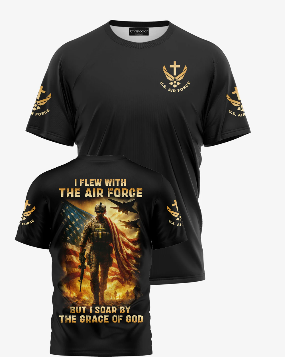 I Flew With The Air Force All Over Print T-Shirt Pattern Print 100% Cotton T-Shirt