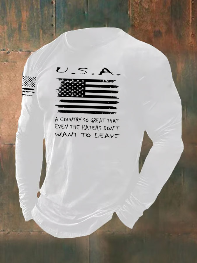 Men's USA Pattern Long Sleeve T-Shirt