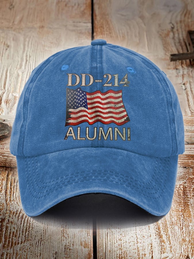 Unisex Distressed Washed Cotton Veteran Printed Hat