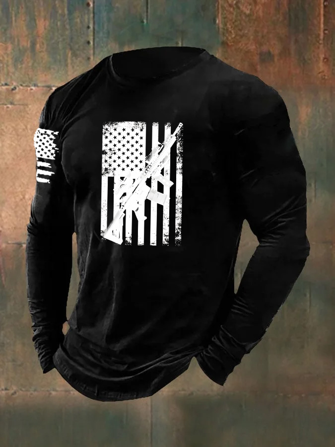 Men's Second Amendment AR-15 Rifle Pattern Long Sleeve T-Shirt