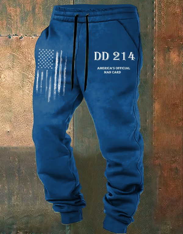 Men's DD214 America Official Man Card Print Casual Sweatpants