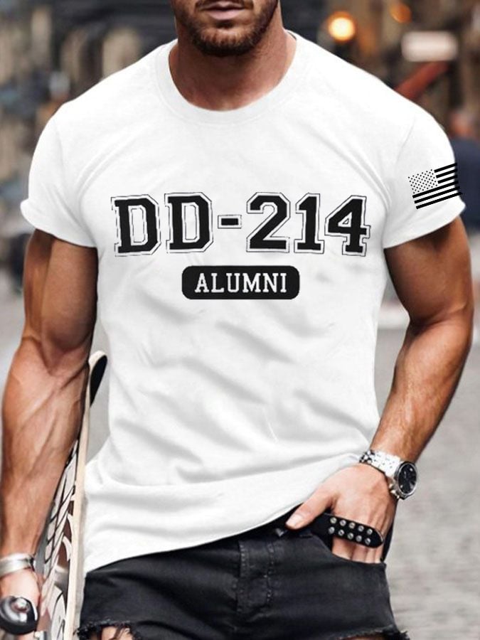 Men's retro DD-214 retired military pure cotton printed T-shirt
