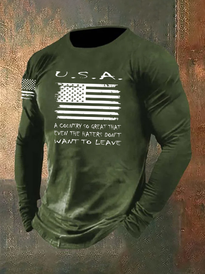 Men's USA Pattern Long Sleeve T-Shirt