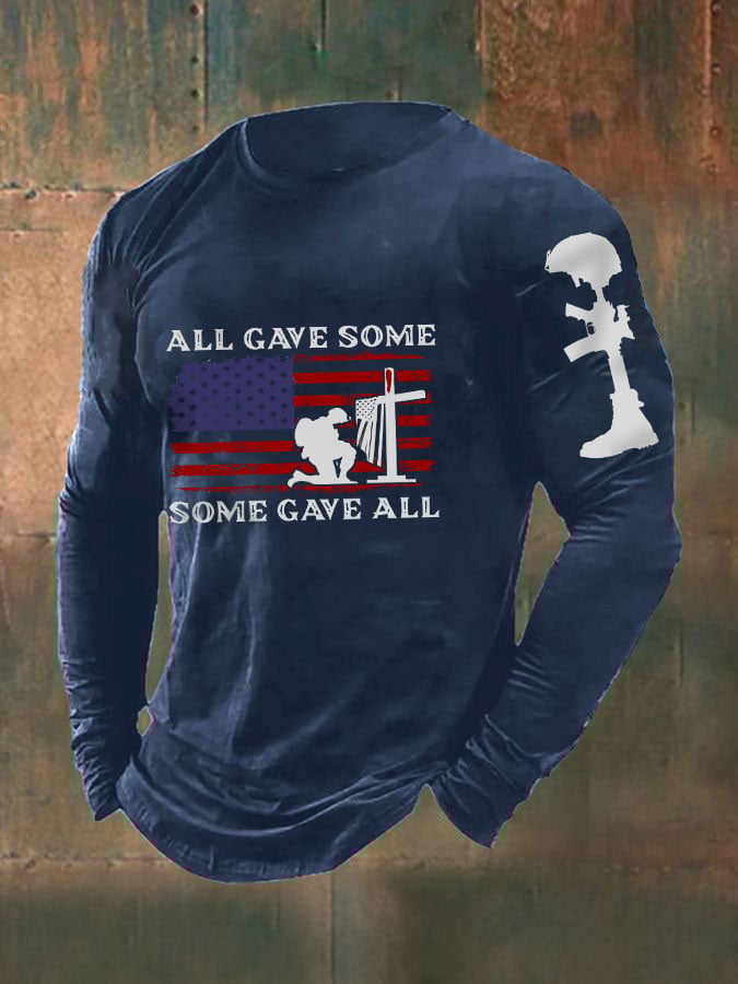 Men's 'All Gave Some, Some Gave All' Print Long Sleeve T-Shirt