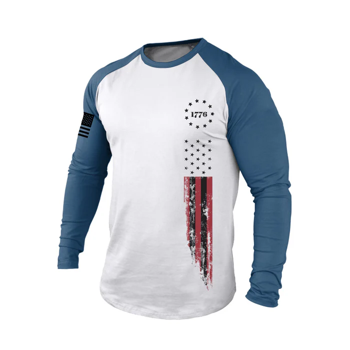 1776 American Flag Raglan Graphic Long Sleeve T-Shirt