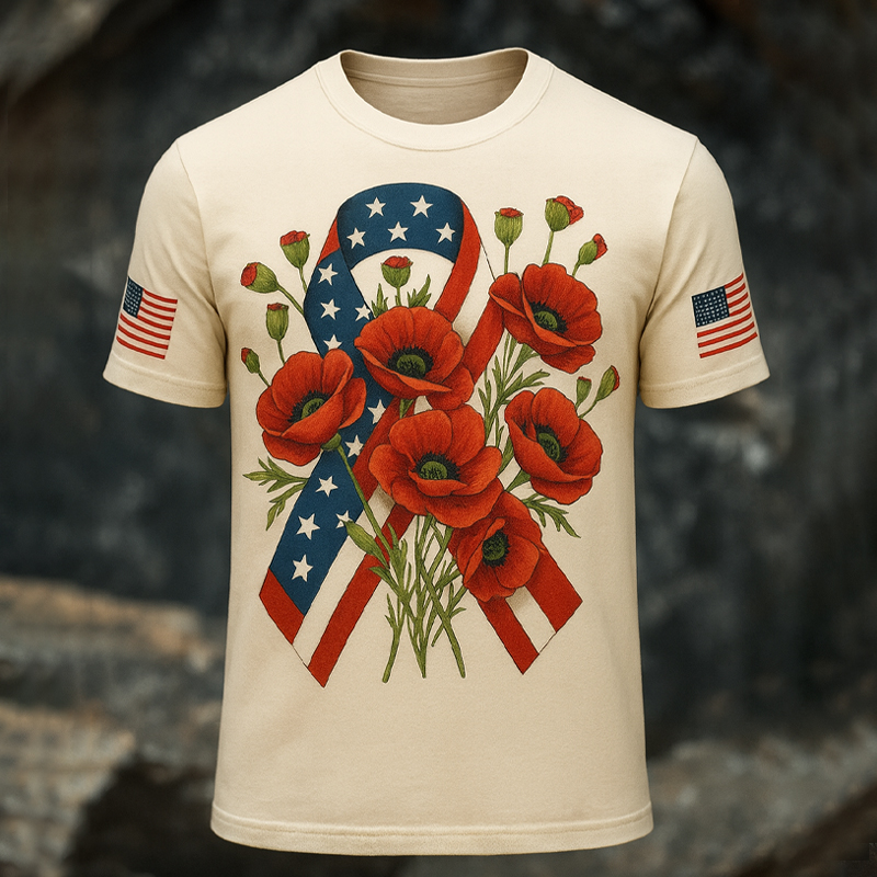 Patriotic Flag Print Casual Short Sleeve T-Shirt