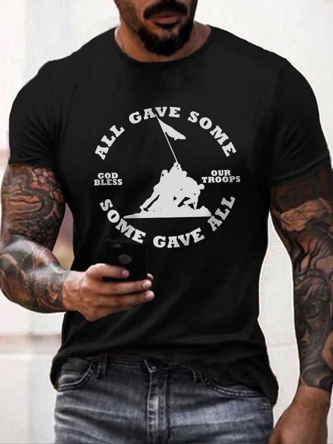 Men's All Gave Some, Some Gave All Flag Print T-Shirt