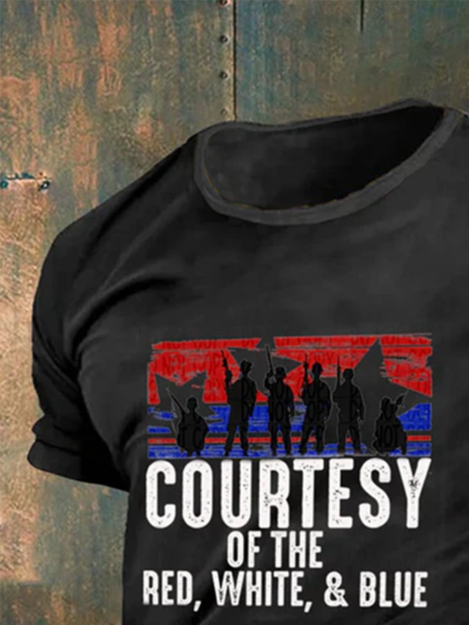 Men's round neck T-shirt with star and lettering print