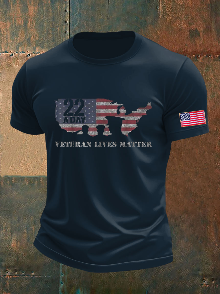 Men's PTSD Awareness Veteran Printed T-shirt