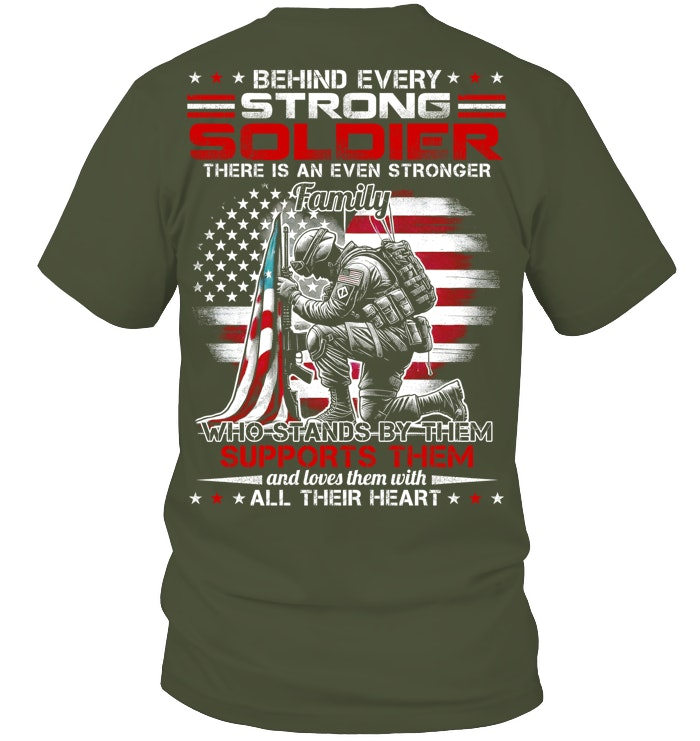 Behind  Every Strong Solider Pattern 100% Cotton T-Shirt