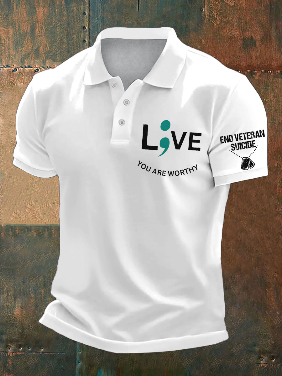Men's Veteran Suicide Lives Matter Printed Casual Tops
