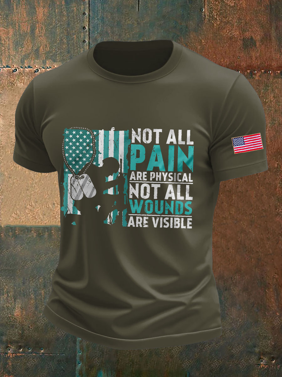 Men's PTSD Awareness Veteran Printed T-shirt