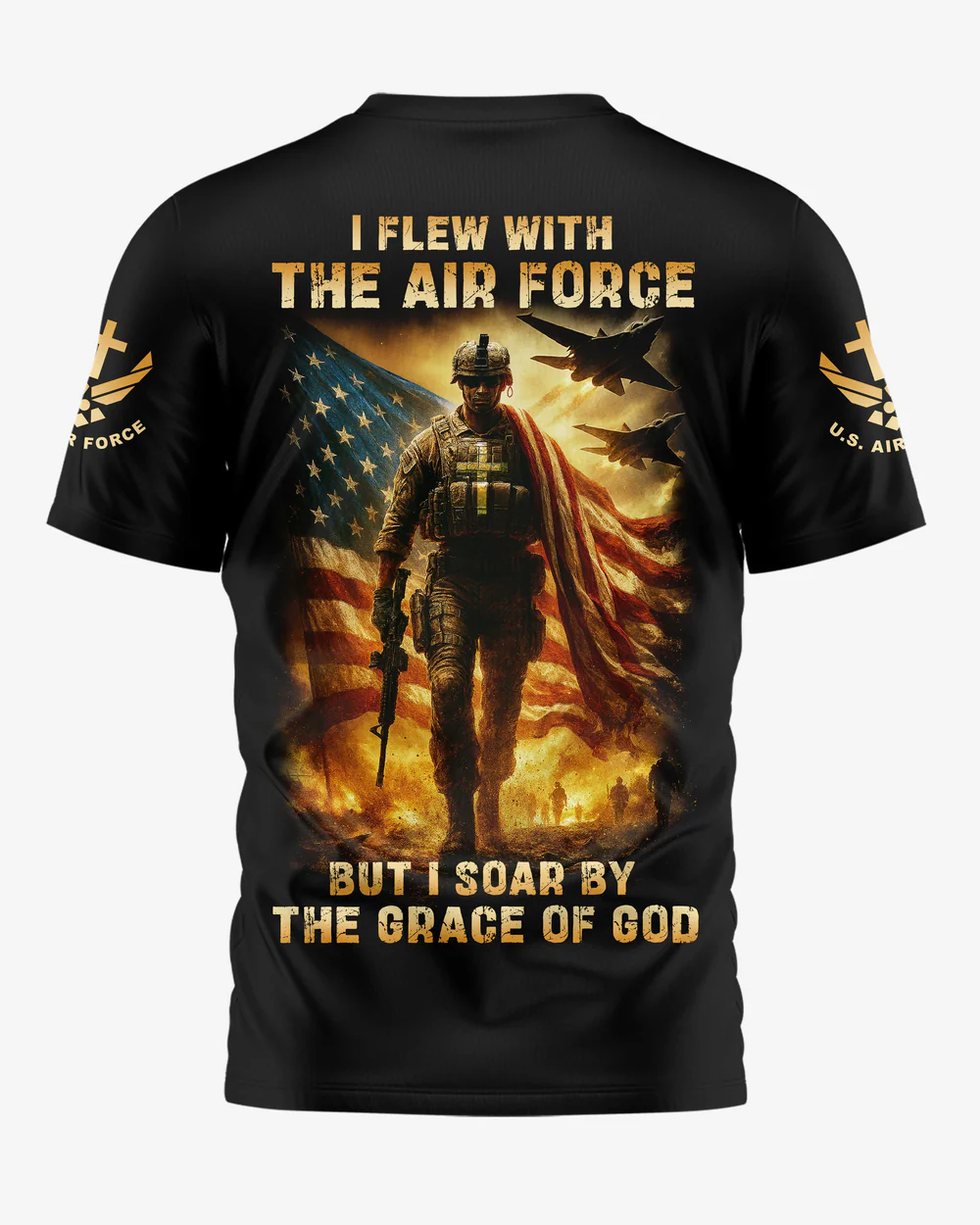 I Flew With The Air Force All Over Print T-Shirt Pattern Print 100% Cotton T-Shirt