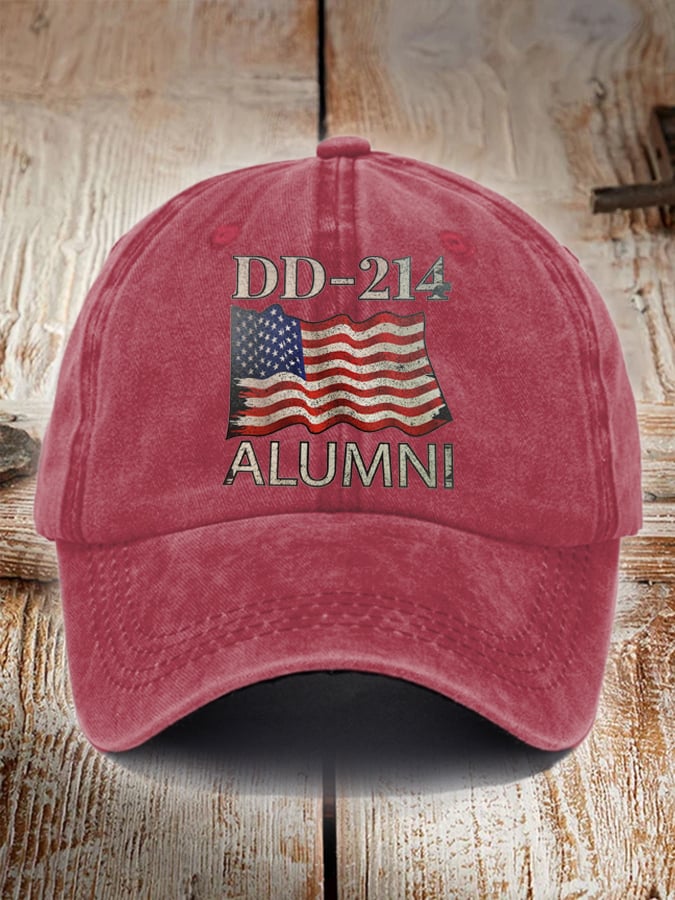 Unisex Distressed Washed Cotton Veteran Printed Hat