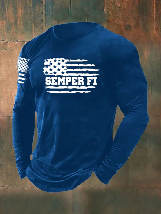 Men'S Semper  Fi Pattern Long Sleeve T-Shirt