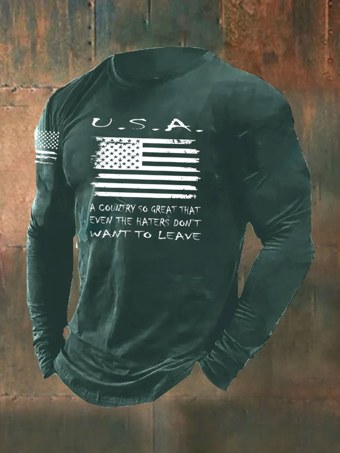 Men's USA Pattern Long Sleeve T-Shirt