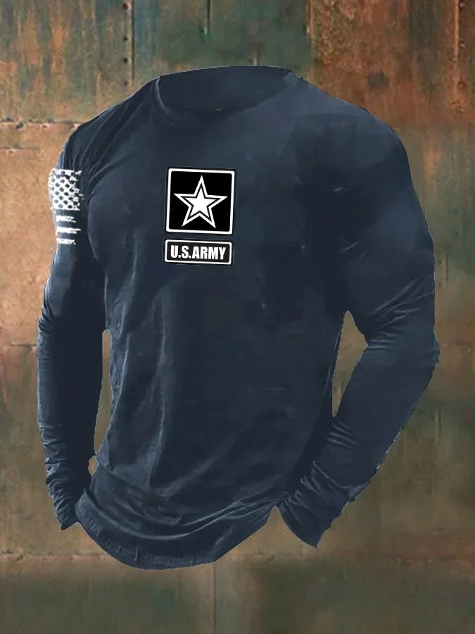 Men's  American Veterans's Day Army pattern Pattern Long Sleeve T-Shirt