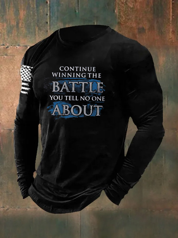 Men's Veterans Day Battle About  Pattern Long Sleeve T-Shirt