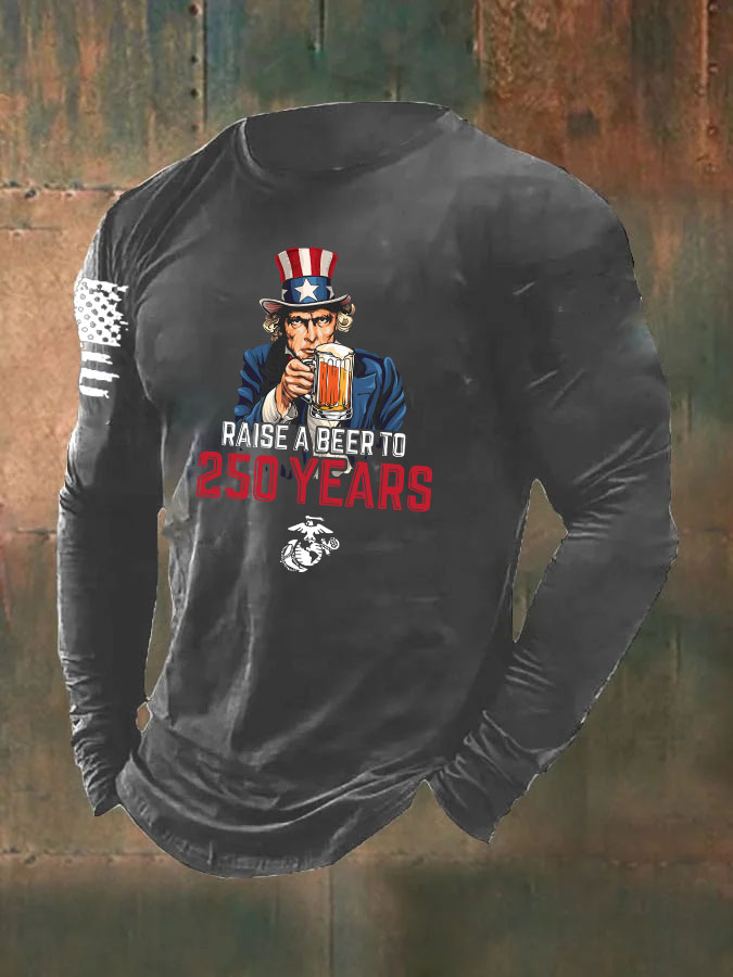 Raise A Beer  To 250 Years  Pattern Long Sleeve T-Shirt