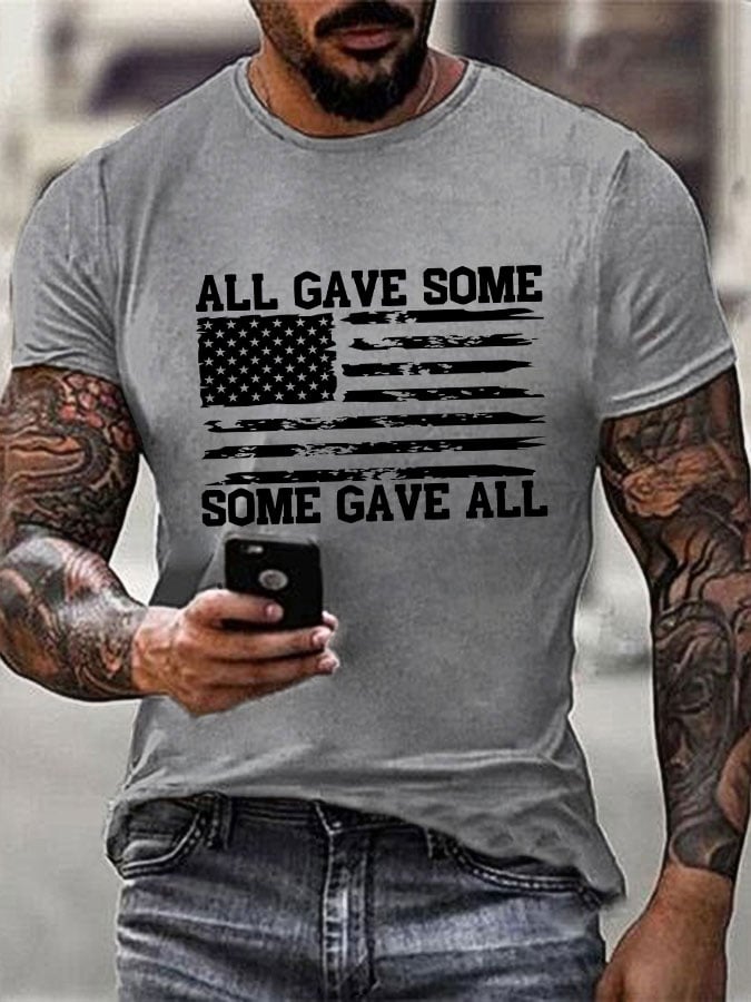 Men's All Gave Some, Some Gave All Flag Print T-Shirt