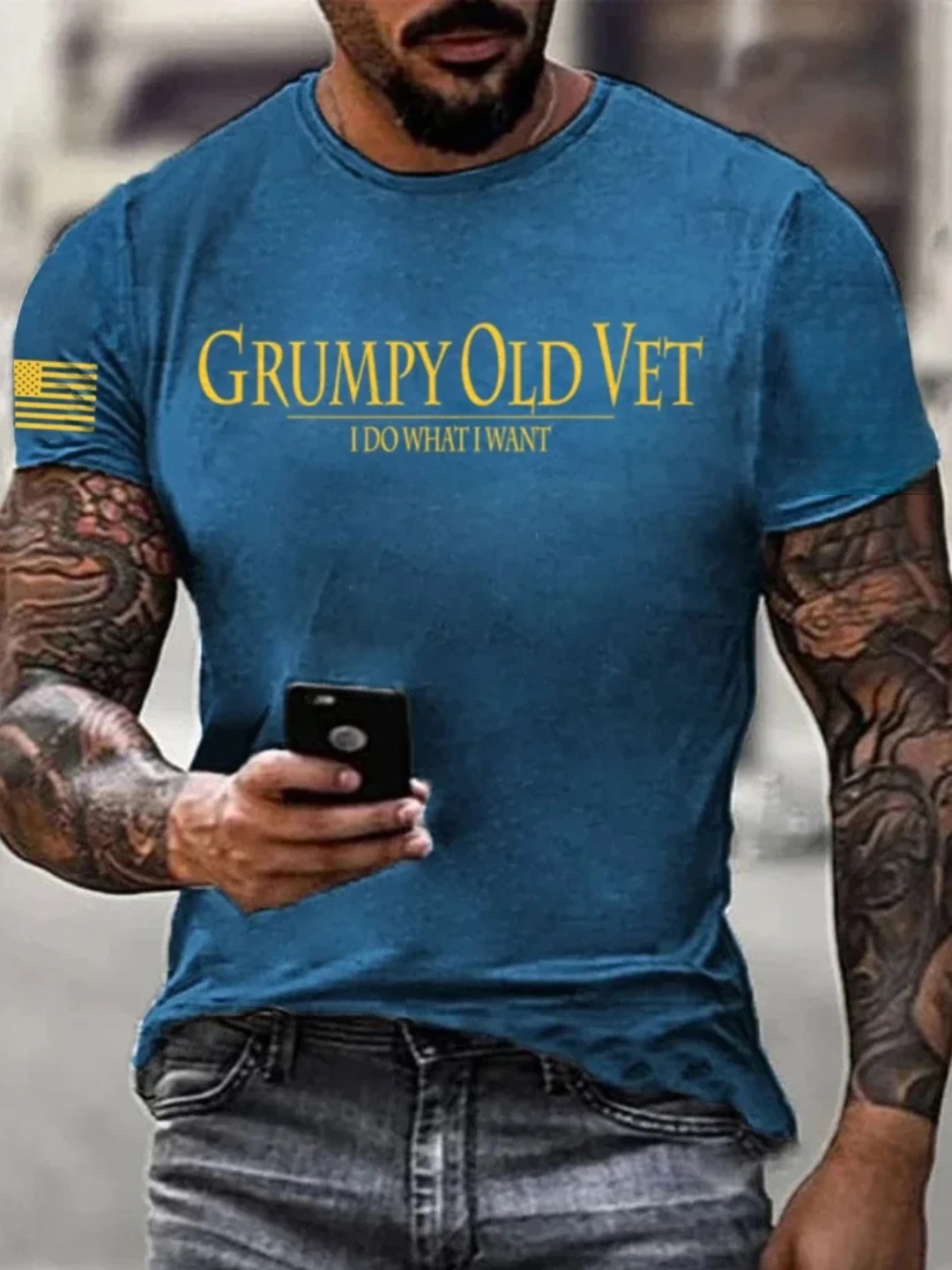 Men's Grumpy OLD Vet Printed Casual T-Shirt
