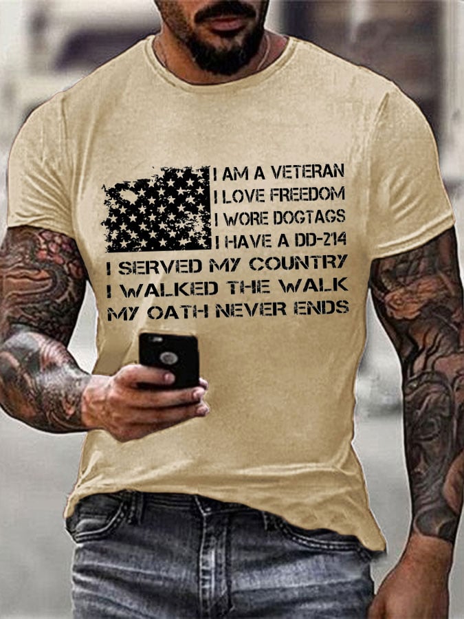 Men's Veteran flag print T-shirt