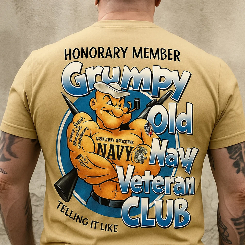 US Navy Art Illustration Printed T-shirt