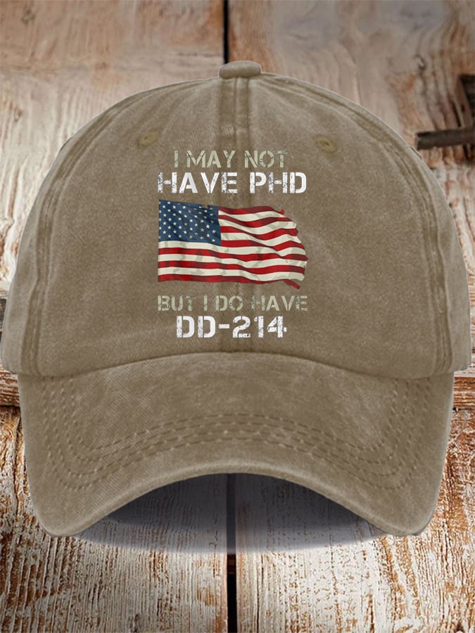 Unisex Distressed Washed Cotton Veteran Printed Hat