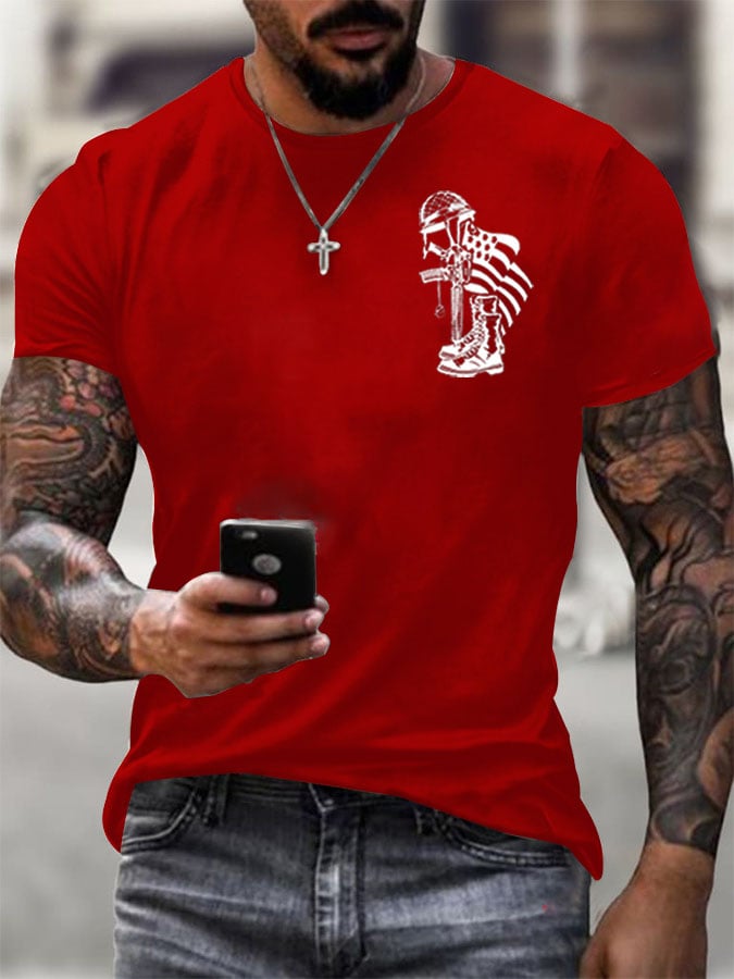 Men's Veteran's Flag Print Short Sleeve T-shirt