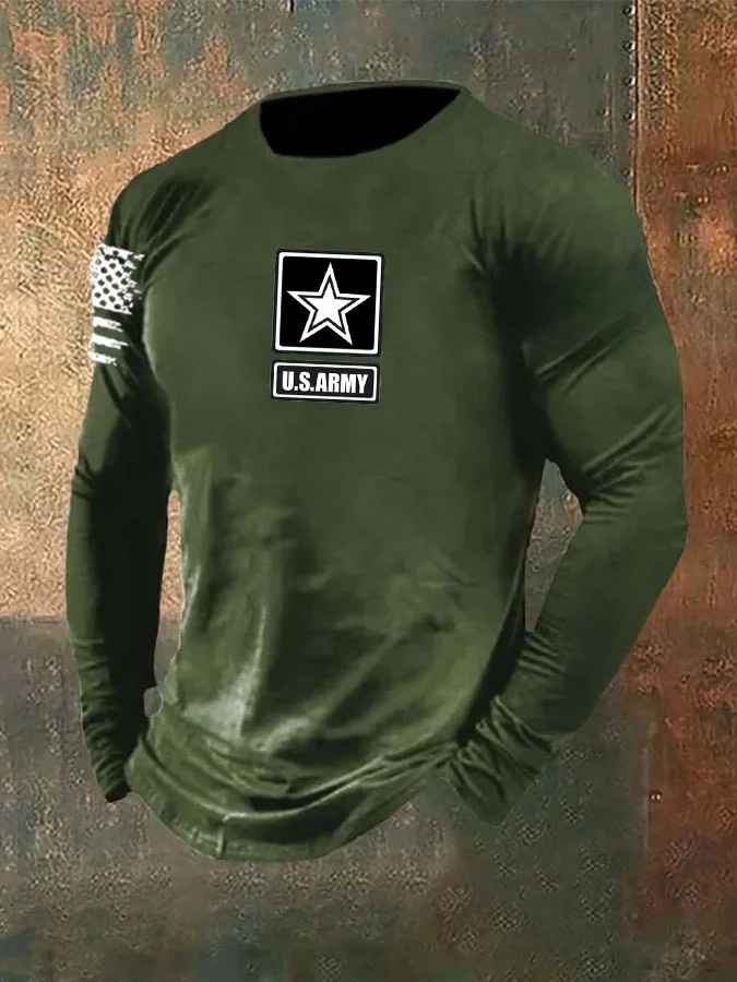 Men's  American Veterans's Day Army pattern Pattern Long Sleeve T-Shirt