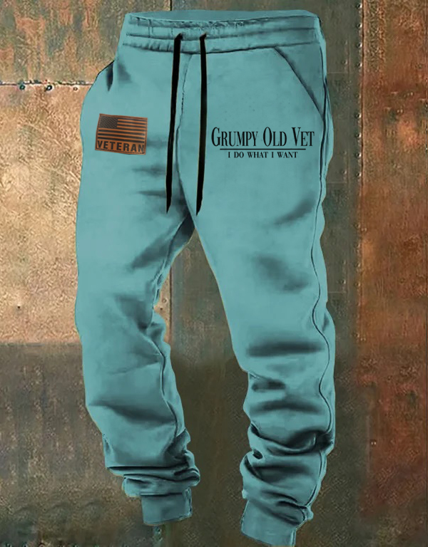 Men's Grumpy Veteran Print Casual  Casual Sweatpants