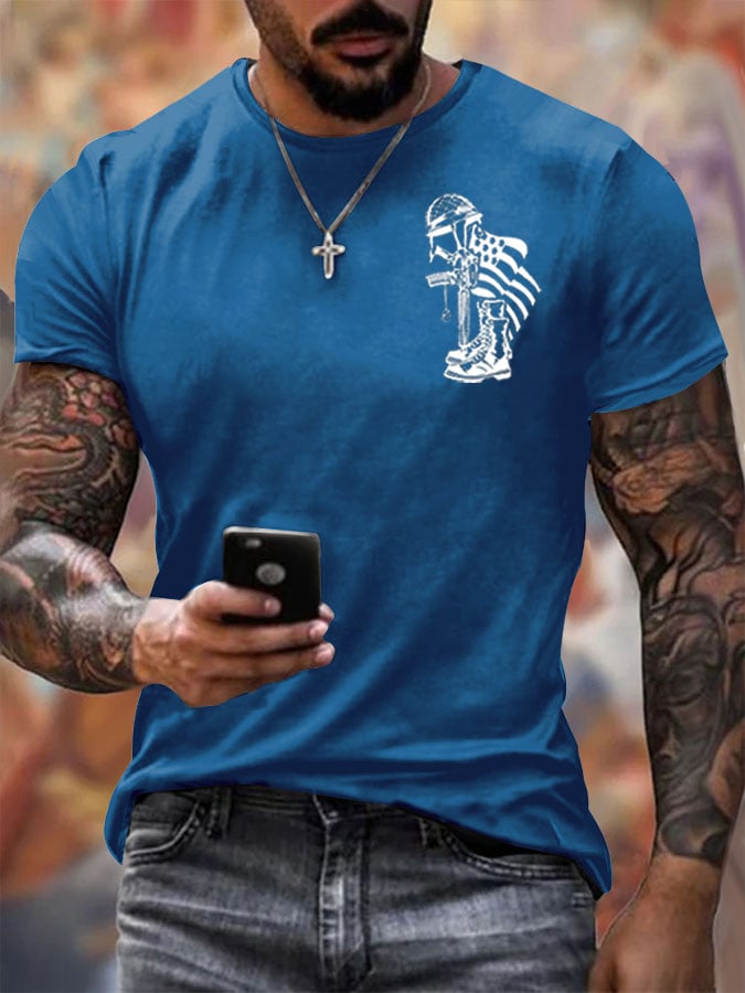 Men's Veteran's Flag Print Short Sleeve T-shirt