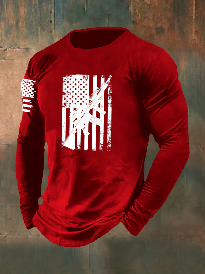 Men's Second Amendment AR-15 Rifle Pattern Long Sleeve T-Shirt