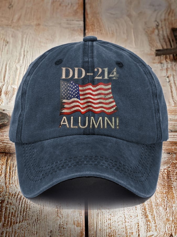 Unisex Distressed Washed Cotton Veteran Printed Hat