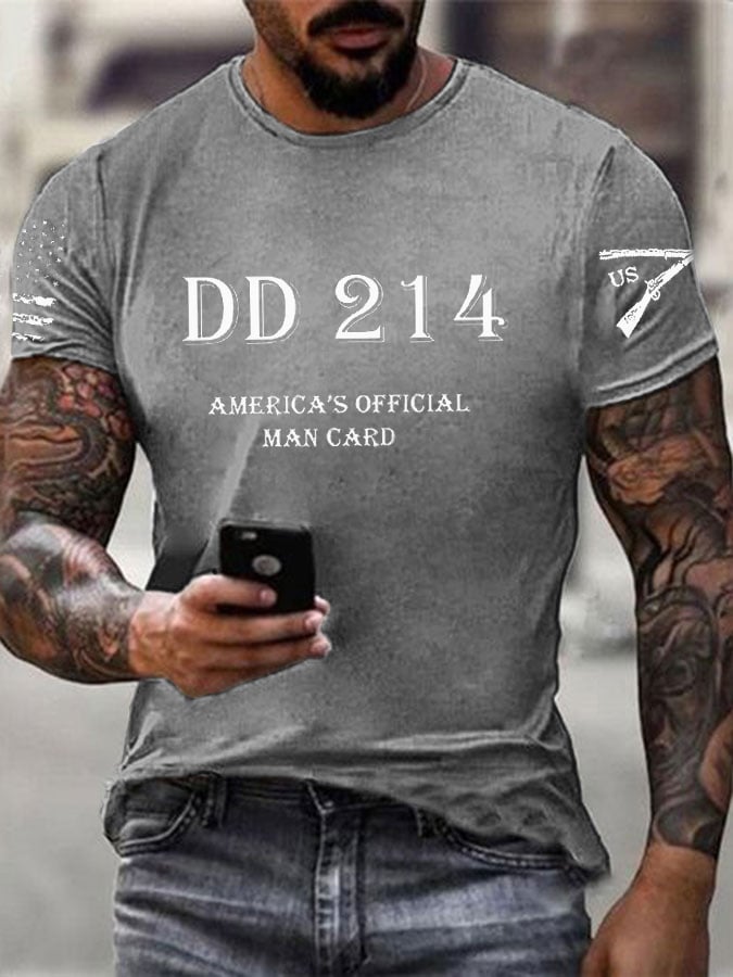 Men's DD214 America's Official Man Card Printed Casual T-Shirt