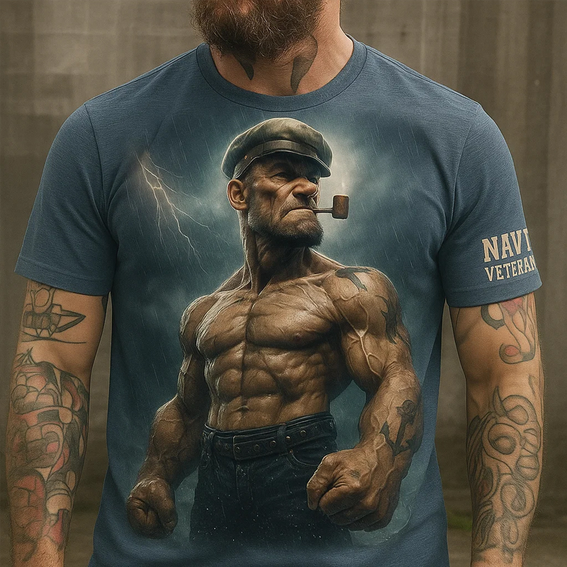 US Navy Art Illustration Printed T-shirt