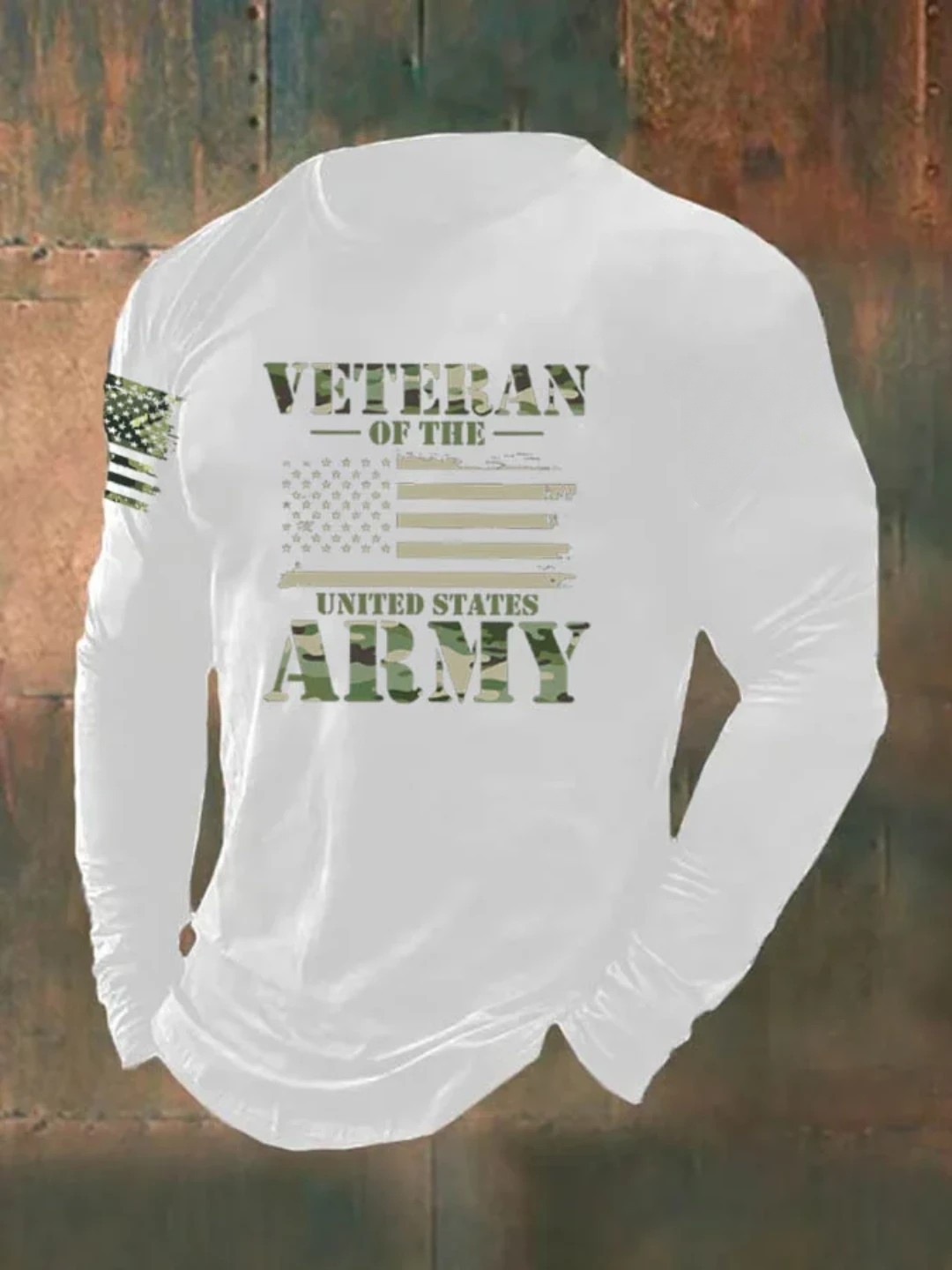 Men's Veterans ARMY Camouflage Pattern Long Sleeve T-Shirt
