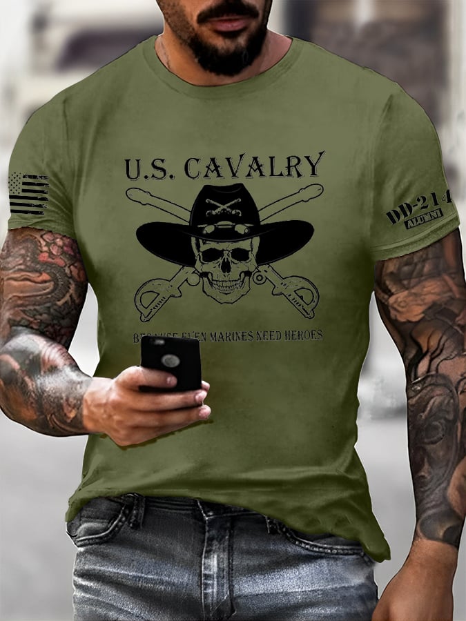 Men's Veteran Retro Print Casual T-Shirt